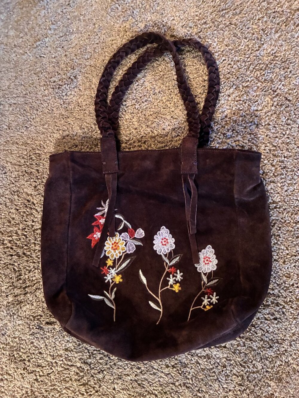 Vintage Brown Leather-Suede Hobo SHOULDER BAG